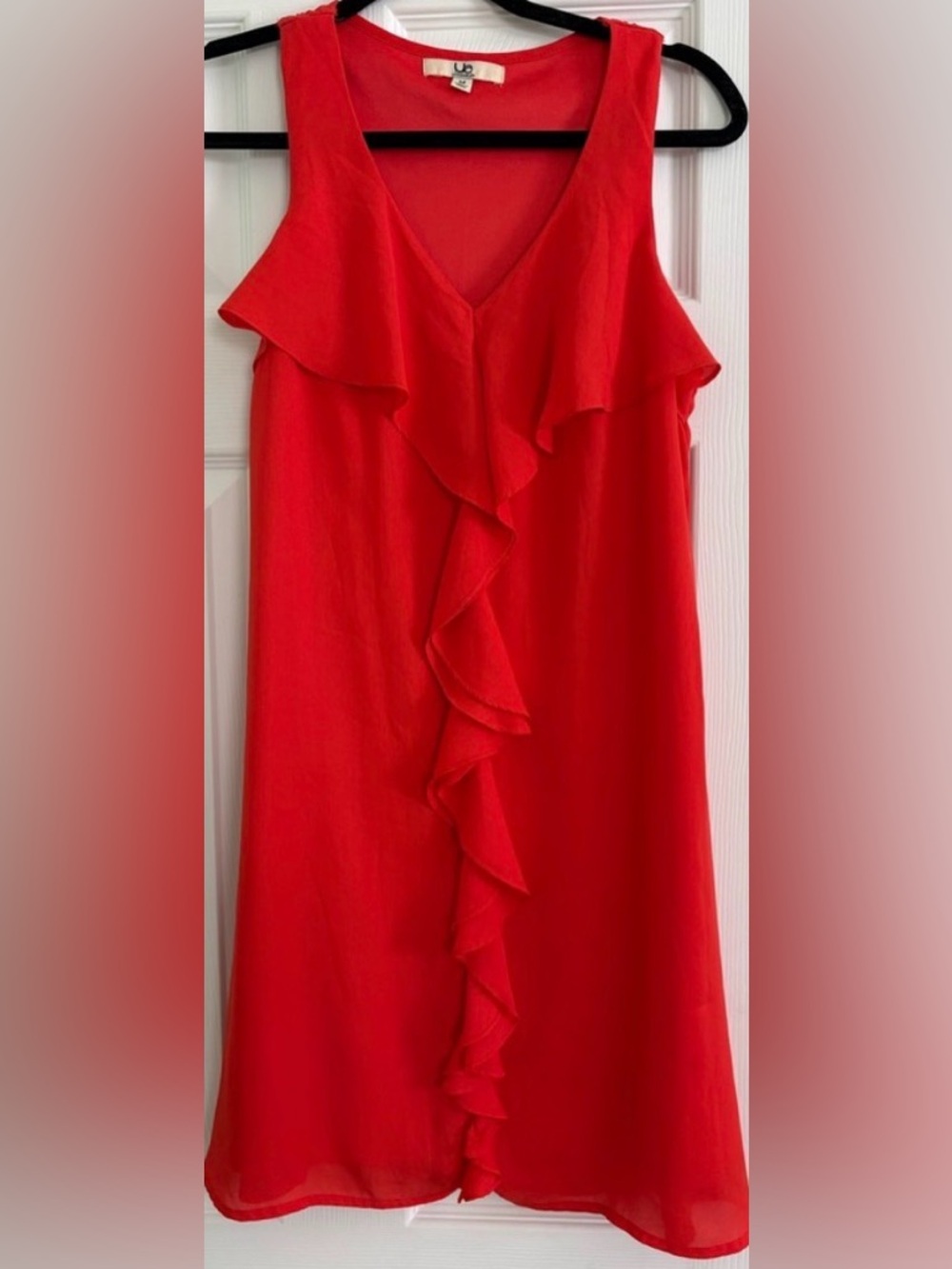 Ya Los Angeles Red Ruffle Dress Women’s Medium Flowy Summer Mini Dress
